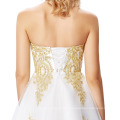 Grace Karin Strapless Sweetheart Golden Appliqued Branco Beaded Tulle Cocktail Dress GK000138-1